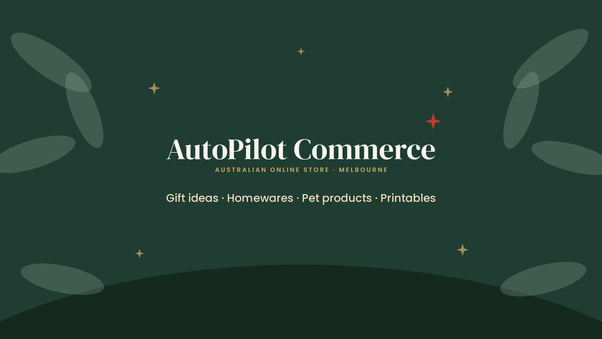 AutoPilot Commerce banner: Australian online store, Melbourne. Gift ideas, homewares, pet products