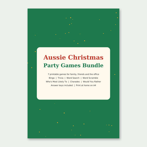 Aussie Christmas Party Games Bundle printable PDF cover page
