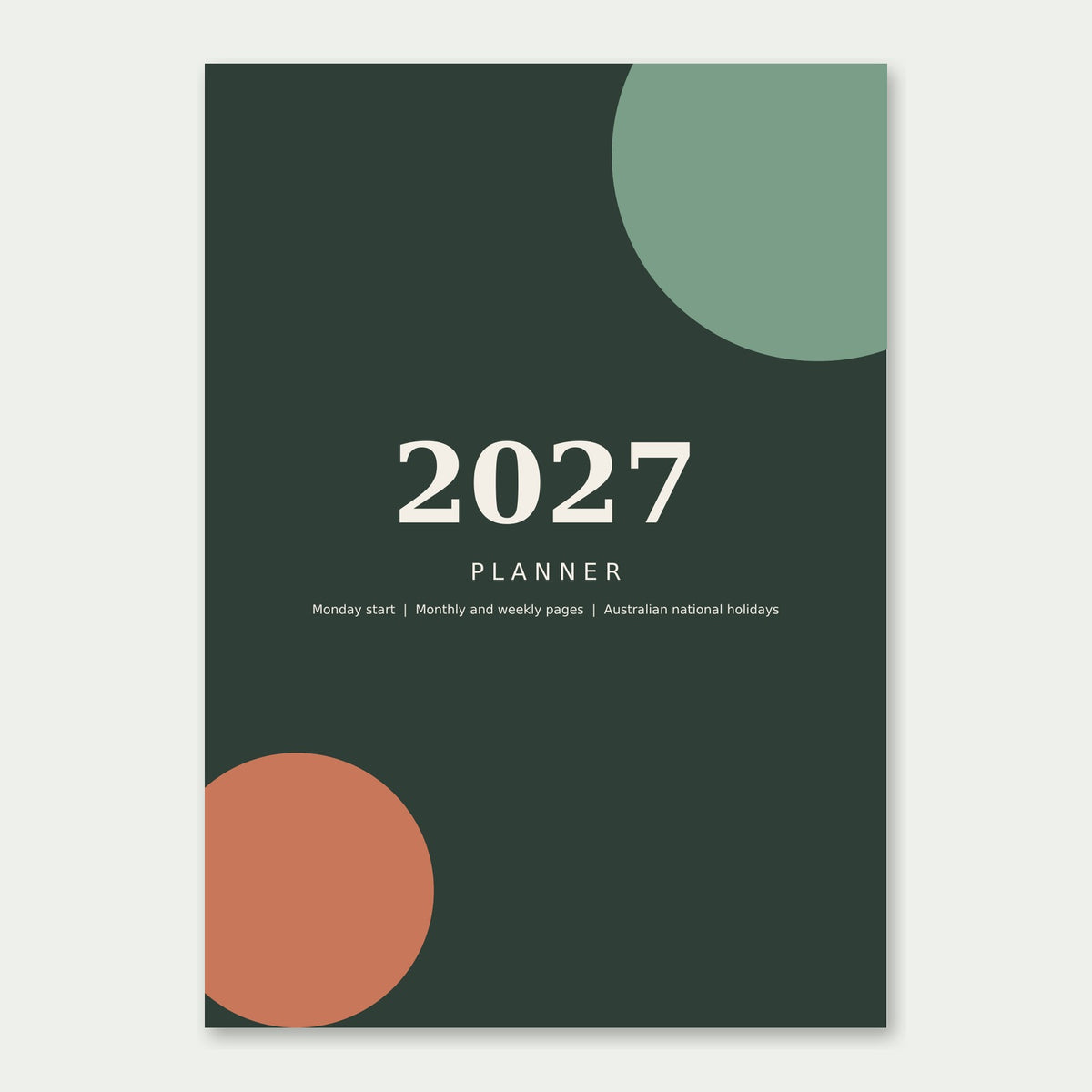 2027 Planner Australian edition printable PDF cover page